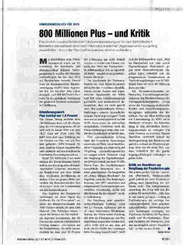 Vorschauseite 1: 800 Millionen Plus - und Kritik