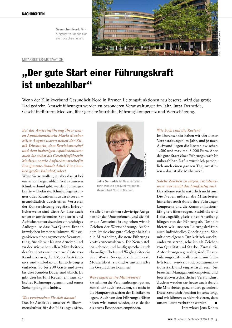 Vorschauseite 1: Mitarbeiter-Motivation: „Der gute Start einer Führungskraft ist unbezahlbar“