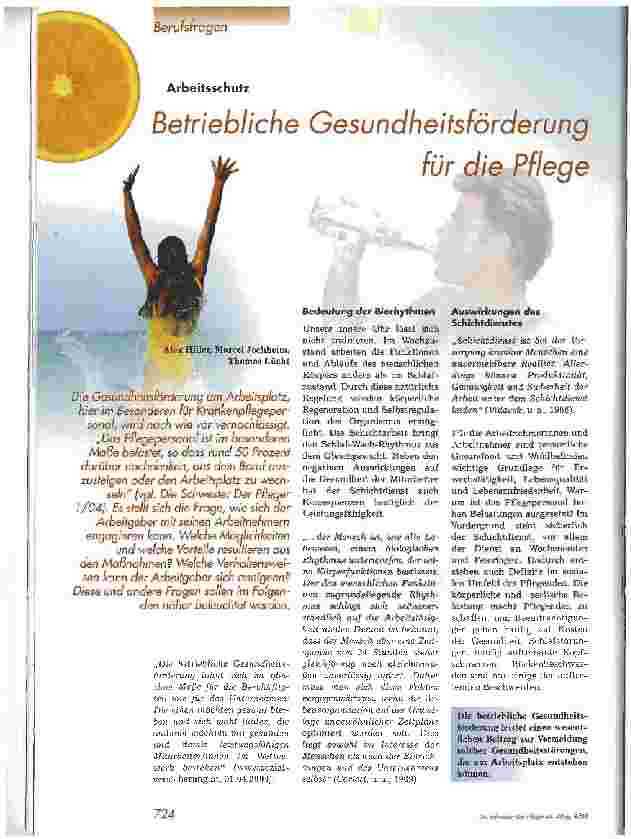 Vorschauseite 2: Betriebliche Gesundheitsförderung für die Pfleqe