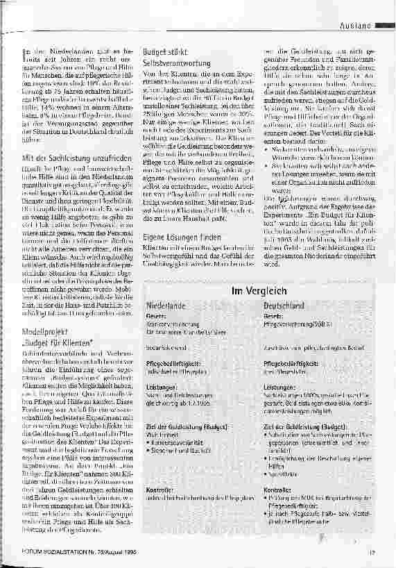Vorschauseite 2: Cash oder Care? Erfahrungen mit der Zahlung von Pflegegeld in den Niederlanden