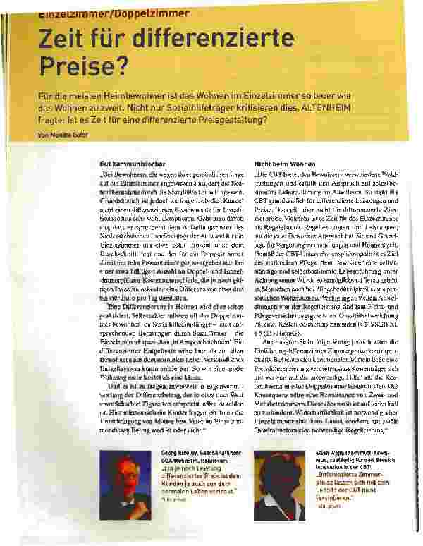 Vorschauseite 1: Zeit für differenzierte Preise?