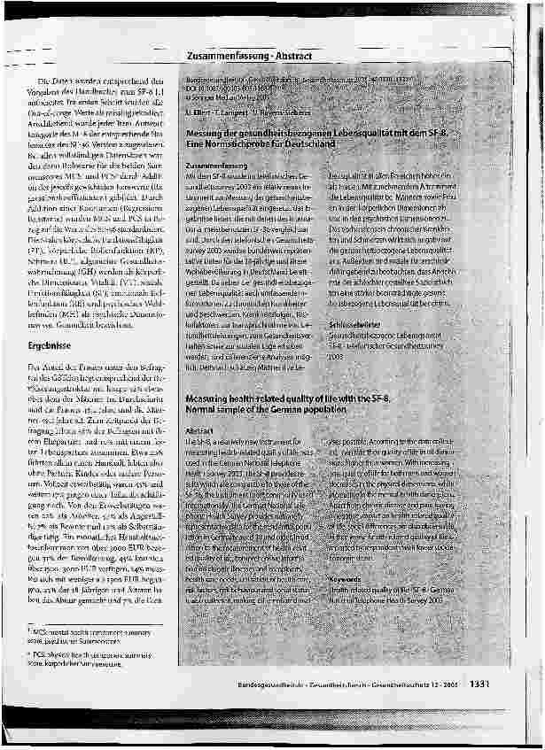 Vorschauseite 2: Messung der gesundheitsbezogenen Lebensqualität mit dem SF-8