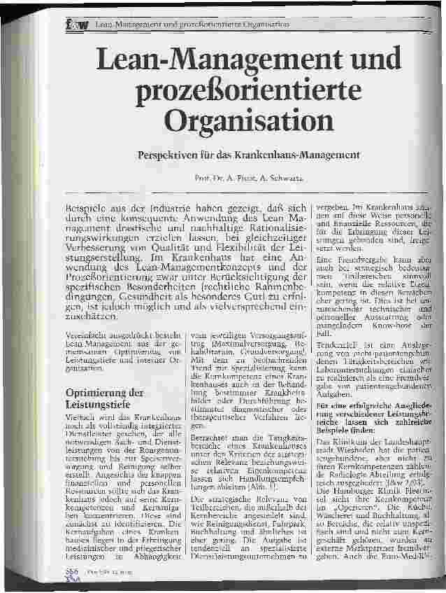 Vorschauseite 1: Lean-Management und prozeßorientierte Organisation Perspektiven für das Krankenhaus-Management