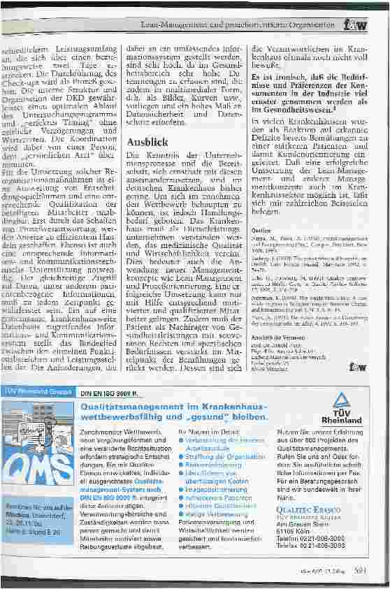 Vorschauseite 5: Lean-Management und prozeßorientierte Organisation Perspektiven für das Krankenhaus-Management