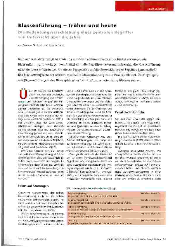 Vorschauseite 1: Klassenführung — früher und heute