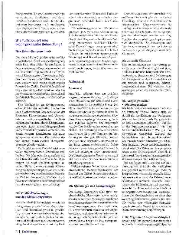 Vorschauseite 2: Bioenergetische-biophysikalische Medizin Von der Messung direkt in die Behandlung