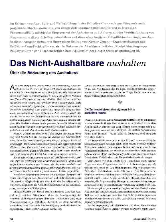 Vorschauseite 1: Das Nicht-Aushaltbare aushalten