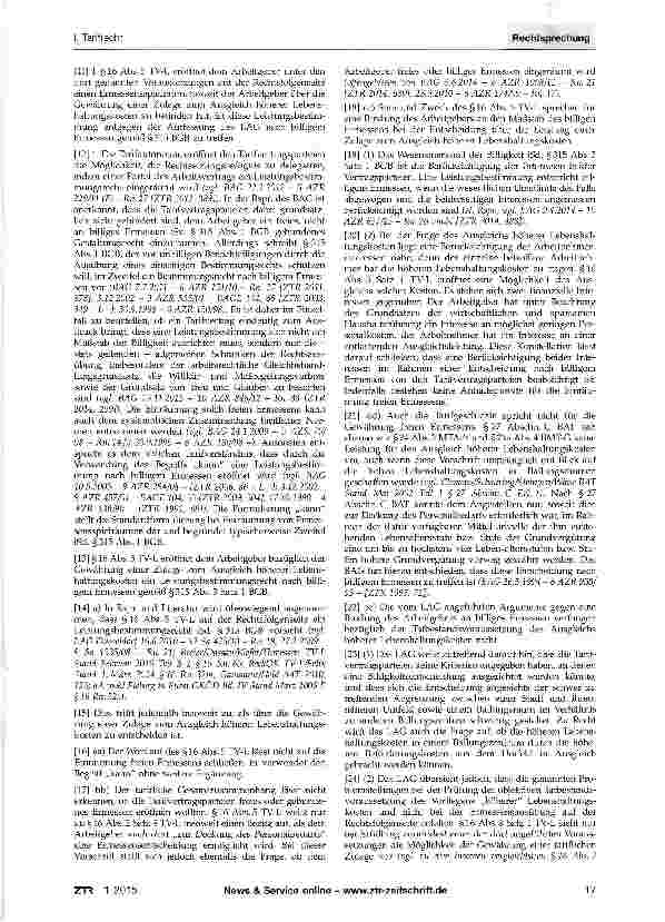 Vorschauseite 2: Zulage gemäß §16 Abs. 5 TV-L zum Ausgleich höherer Lebenshaltungskosten BGB §315 Abs. 1, Abs. 3; TV-L § 16 Abs. 5 Sätze 1 bis 3; Landeshaushaltsordnung für Baden-Württemberg vom 1…
