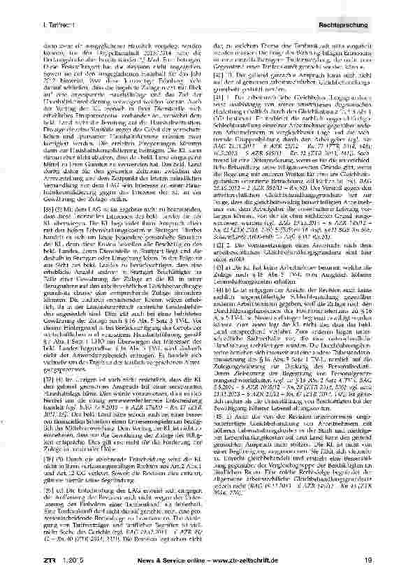 Vorschauseite 4: Zulage gemäß §16 Abs. 5 TV-L zum Ausgleich höherer Lebenshaltungskosten BGB §315 Abs. 1, Abs. 3; TV-L § 16 Abs. 5 Sätze 1 bis 3; Landeshaushaltsordnung für Baden-Württemberg vom 1…
