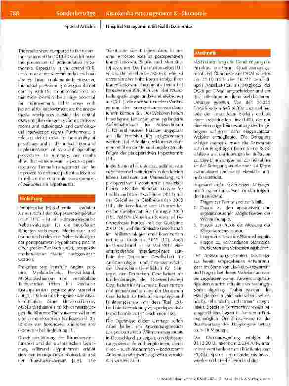 Vorschauseite 2: Anwendungsrealität des perioperativen Wärmemanagements in Deutschland