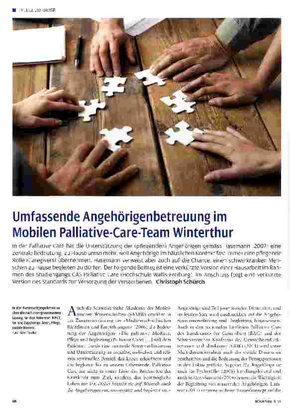 Vorschauseite 1: Umfassende Angehörigenbetreuung im Mobilen Palliative-Care-Team Winterthur