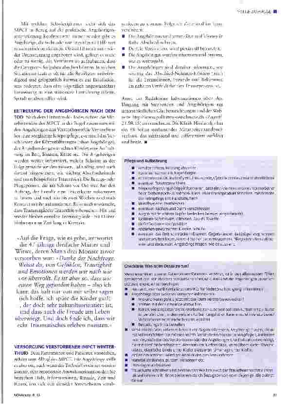 Vorschauseite 4: Umfassende Angehörigenbetreuung im Mobilen Palliative-Care-Team Winterthur