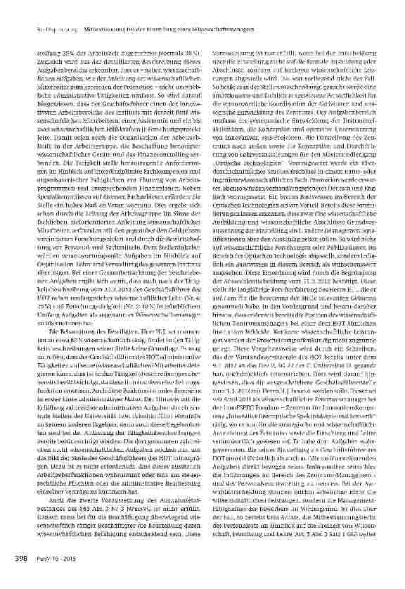 Vorschauseite 4: Mitbestimmung bei der Einstellung eines Wissenschaftsmanagers