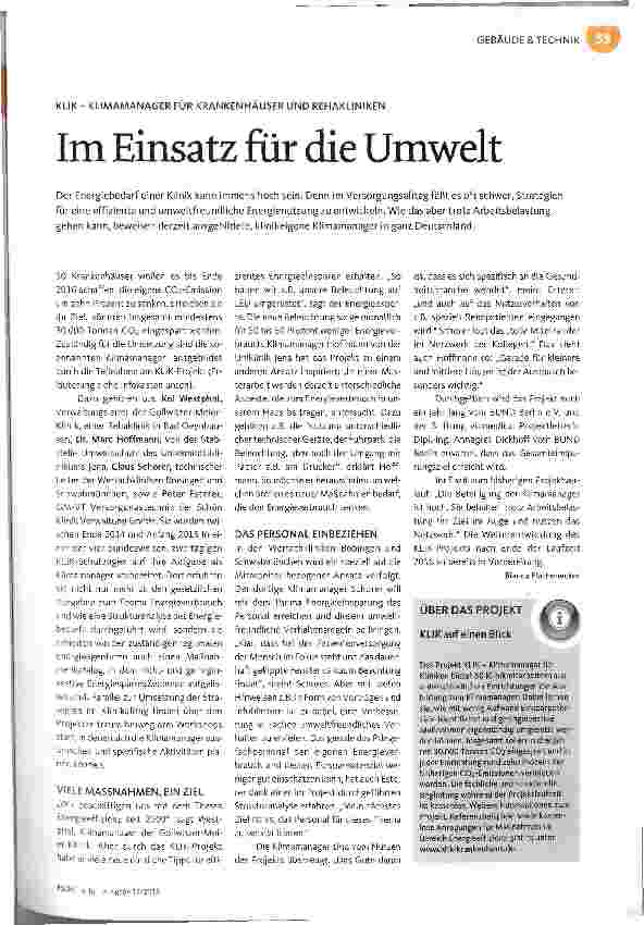 Vorschauseite 1: Im Einsatz für die Umwelt