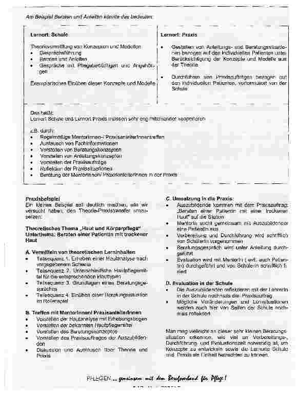 Vorschauseite 2: Neue Ausbildungsziele in der Ausbildung zur Gesundheitsund Krankenpflegerin