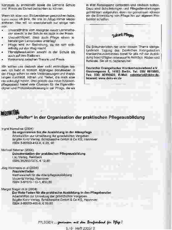 Vorschauseite 3: Neue Ausbildungsziele in der Ausbildung zur Gesundheitsund Krankenpflegerin