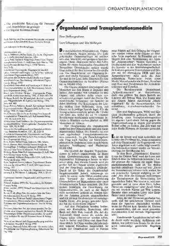 Vorschauseite 1: Organhandel und Transplantationsmedizin
