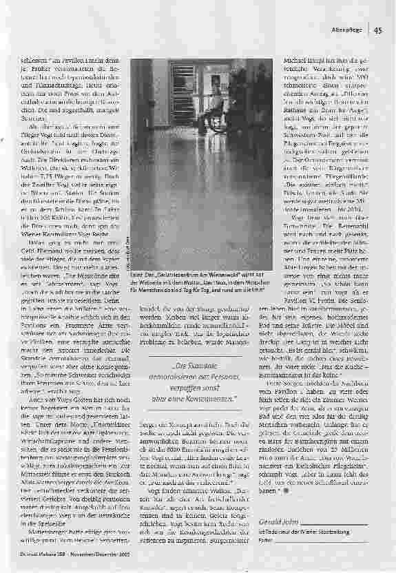 Vorschauseite 3: Konflikte sind meine einzige ChanceWerner Vogt soll die Altenheime der Stadt Wien lebenswerter machen