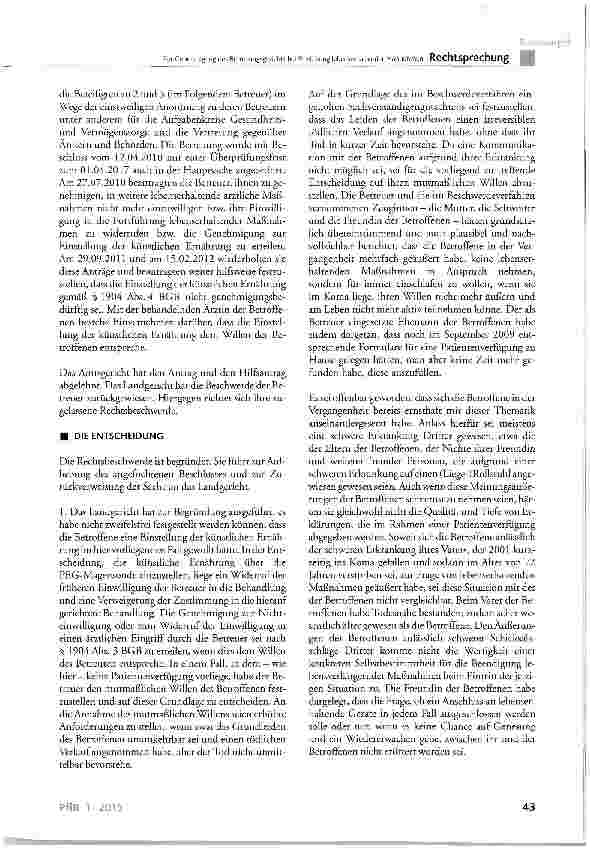 Vorschauseite 2: Zur Genehmigung des Betreuungsgerichts bei Einstellung lebenserhaltender Maßnahmen