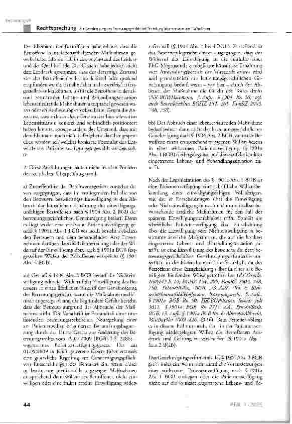 Vorschauseite 3: Zur Genehmigung des Betreuungsgerichts bei Einstellung lebenserhaltender Maßnahmen