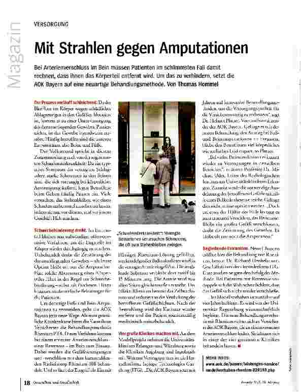 Vorschauseite 1: Mit Strahlen gegen Amputationen