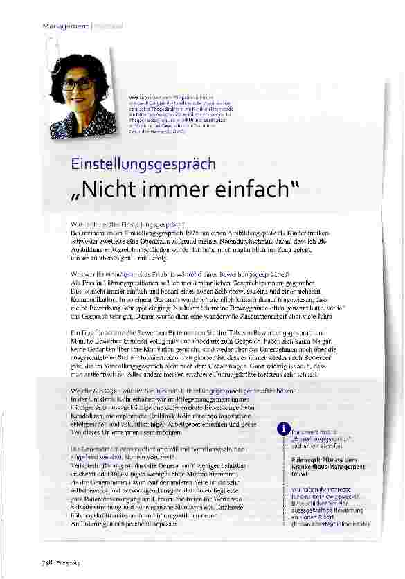 Vorschauseite 1: Einstellungsgespräch „Nicht immer einfach