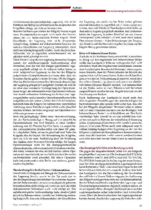 Vorschauseite 3: Haftungsrechtliches Dauerthema: Patientenlagerung im OP