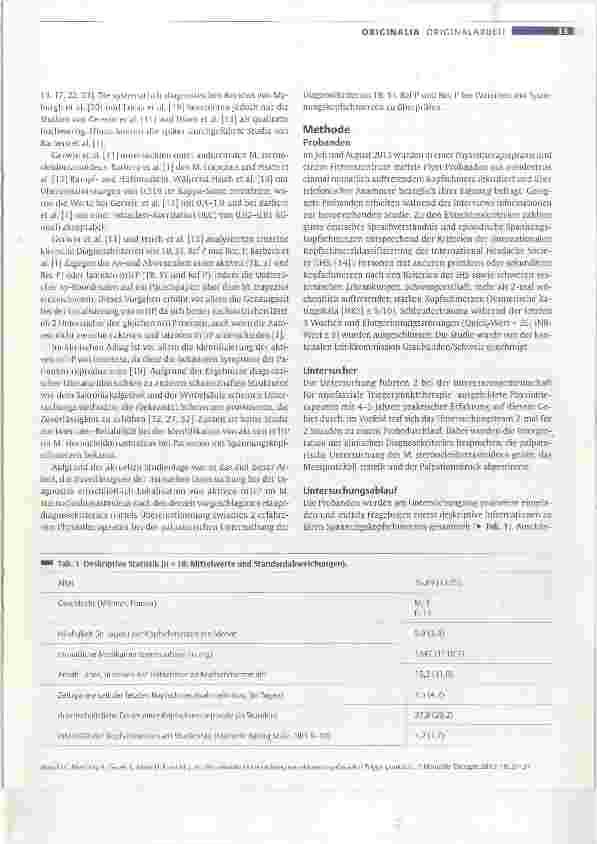 Vorschauseite 3: Ist die manuelle Untersuchung von aktiven myofaszialen Triggerpunkten bei Patienten mit Spannungskopfschmerzen zuverlässig?