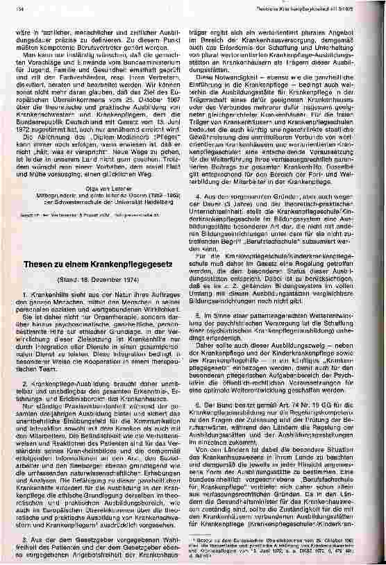 Vorschauseite 2: Stellungsnahme zum Entwurf eines Gesetzes über nichtärztliche Heilberufe in der Geburtshilfe und in der Krankenpflege