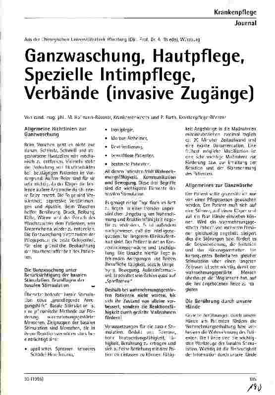 Vorschauseite 1: Ganzwaschung, Hautpflege, spezielle Intimpflege, Verbände (invasive Zugänge)