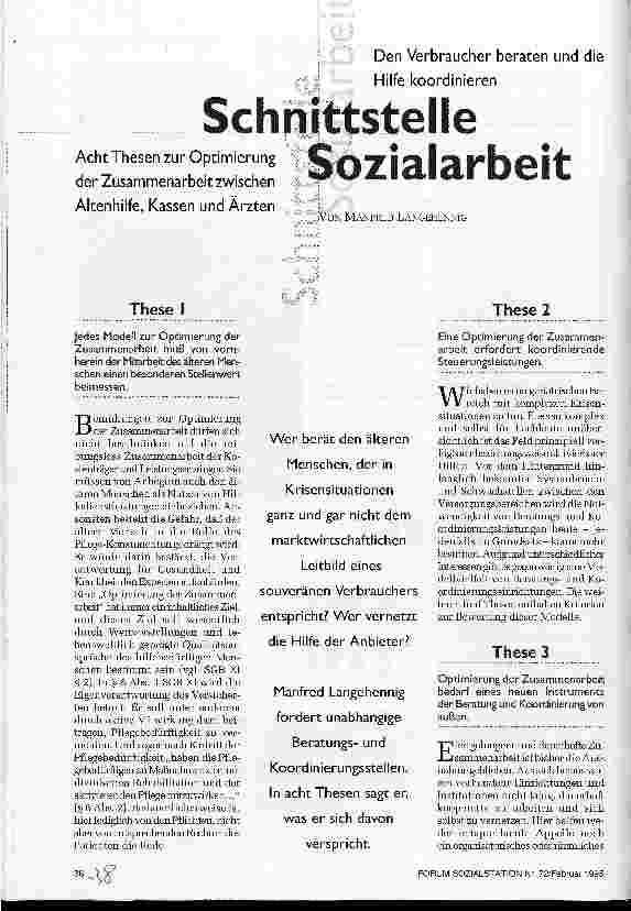 Vorschauseite 1: Schnittstelle Sozialarbeit Den Verbraucher beraten und die Hilfe koordinieren