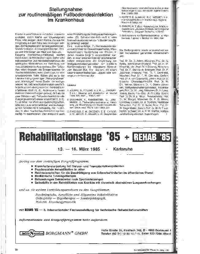 Vorschauseite 1: Stellungsnahme zur routinemäßigen Fußbodendesinfektion im Krankenhaus Unterzeichnet von einer ganzen Anzahl Wissenschaftler