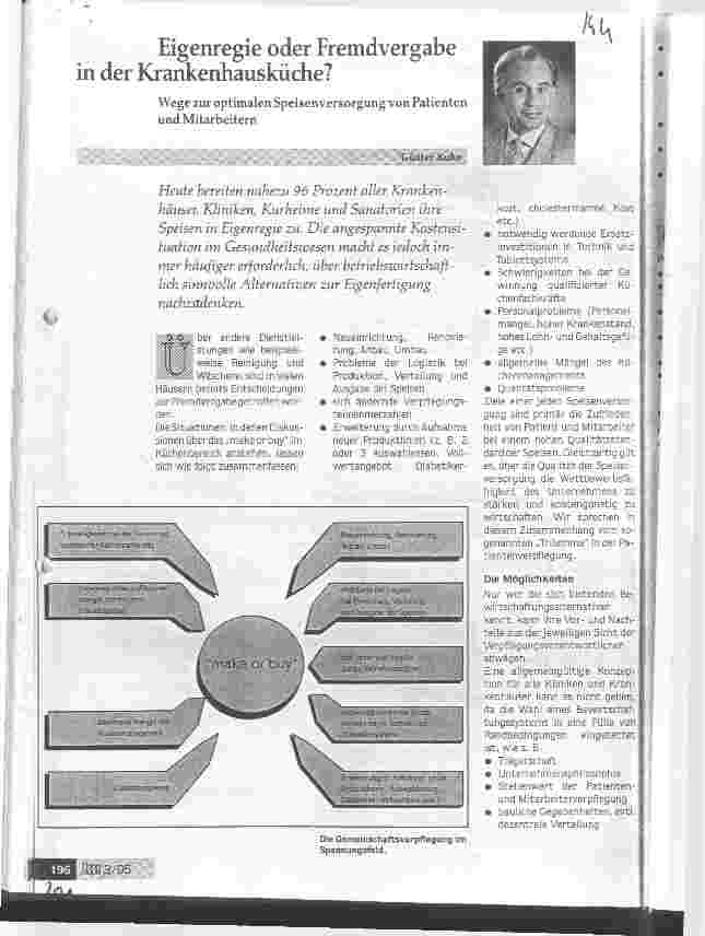 Vorschauseite 1: Eigenregie oder Fremdvergabe in der Krankenhausküche?