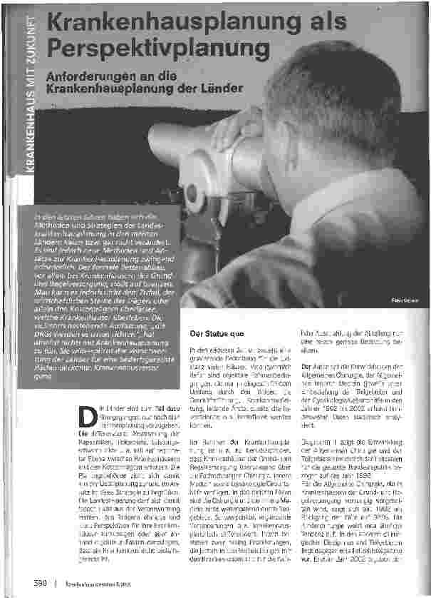 Vorschauseite 1: Krankenhausplanung als PerspektivplanungAnforderungen an die Krankenhausplanung der Länder
