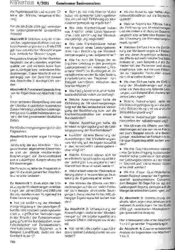 Vorschauseite 2: Gemeinsamer BundesausschussÖffentliche Ausschreibung zur Vergabe eines Forschungsvorhabens