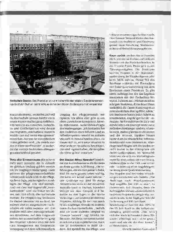 Vorschauseite 2: HOCHSCHULE BREMEN. Aus Pflegeleitern werden Manager
