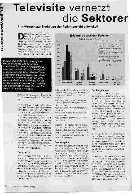 Vorschauseite 1: Televisite vernetzt die Sektorern. Fragebogen zur Ermittlung der Patientensicht entwickelt