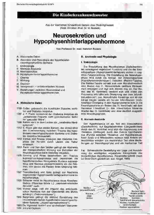 Vorschauseite 1: Neurosekretion und Hypophysenhinterlappenhormone