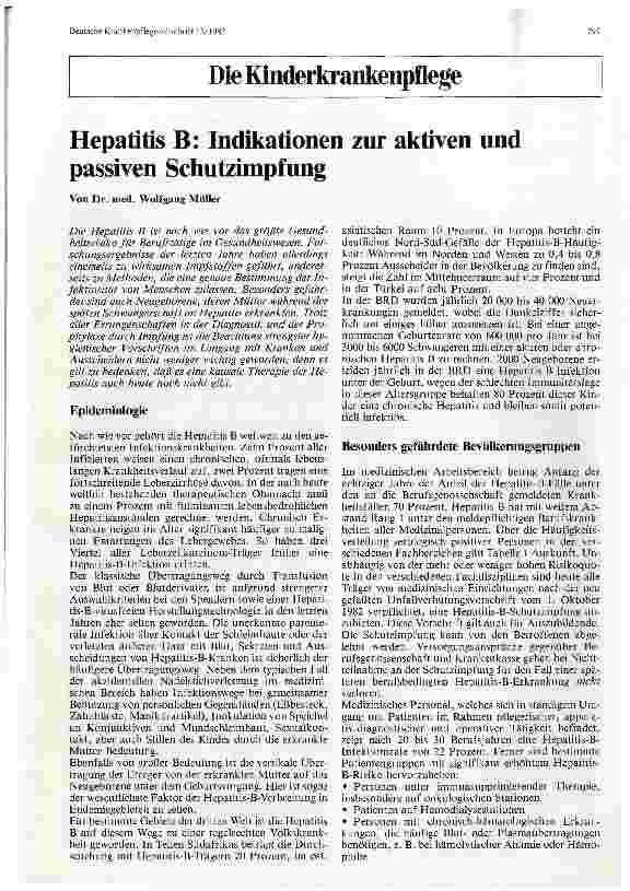 Vorschauseite 1: Hepatitis B: Indikationen zur aktiven und passiven Schutzimpfung
