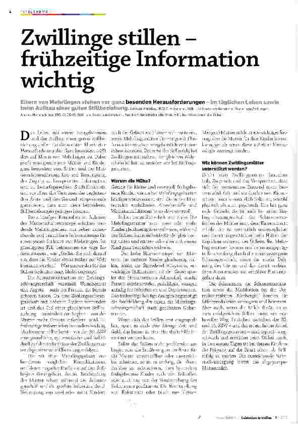 Vorschauseite 1: Zwillinge stillen -frühzeitige Information wichtig