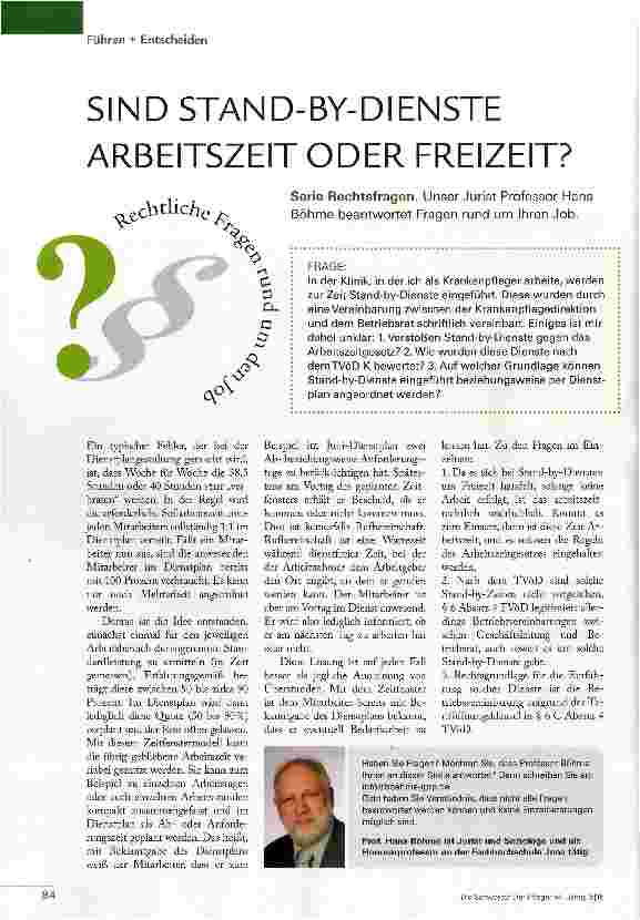 Vorschauseite 1: SIND STAND-BY-DIENSTE ARBEITSZEIT ODER FREIZEIT?