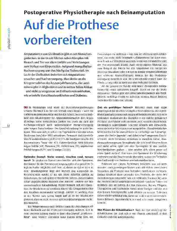 Vorschauseite 1: Postoperative Physiotherapie nach Beinamputation Auf die Prothese vorbereiten
