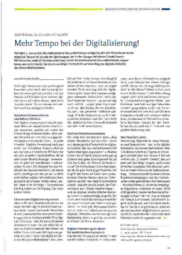 Vorschauseite 1: Mehr Tempo bei der Digitalisierung!