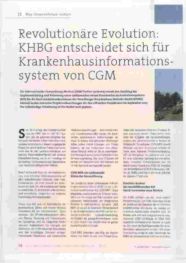 Vorschauseite 1: Revolutionäre Evolution: KHBG entscheidet sich für Krankenhausinformations System von CGM