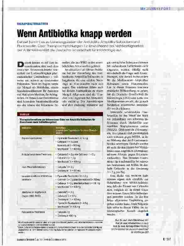 Vorschauseite 1: Wenn Antibiotika knapp werden