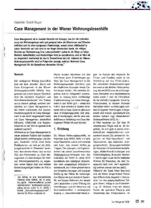 Vorschauseite 1: Case Management in der Wiener Wohnungslosenhilfe