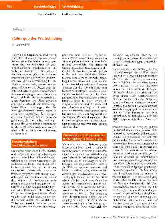 Vorschauseite 1: Status quo der Weiterbildung
