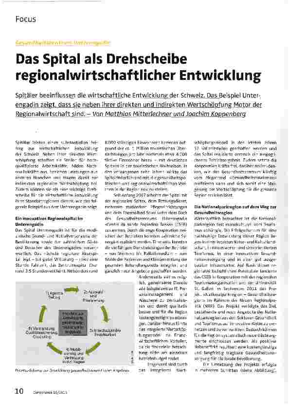 Vorschauseite 1: Das Spital als Drehscheibe regionalwirtschaftlicher Entwicklung