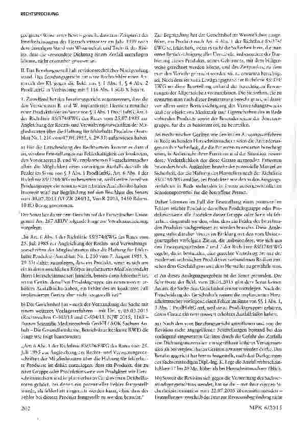 Vorschauseite 3: Das Fehlerrisiko bei Medizinprodukten als Produktfehler Anwendung der EuGH-Rechtsprechung durch den BGH