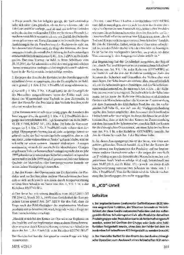 Vorschauseite 4: Das Fehlerrisiko bei Medizinprodukten als Produktfehler Anwendung der EuGH-Rechtsprechung durch den BGH
